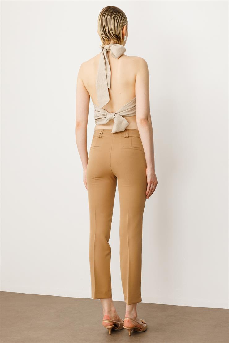 Modailgi  Köşe Cep Dar Paça Pantolon Camel