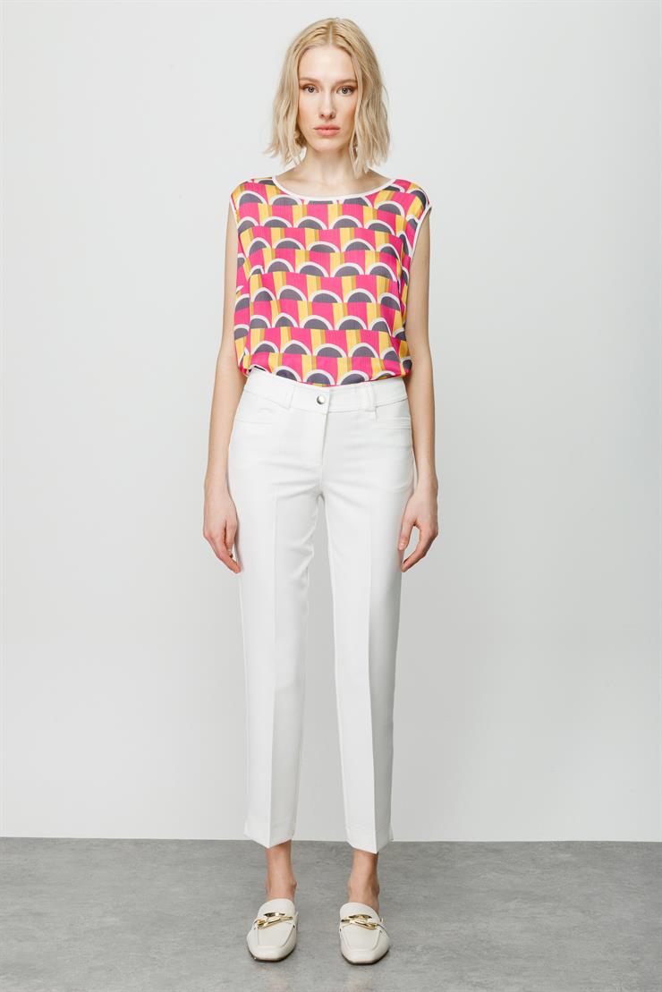 Modailgi  Köşe Cep Dar Paça Pantolon Ekru