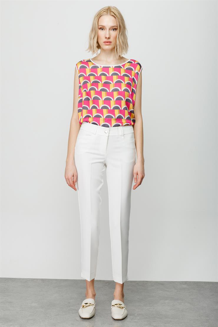 Modailgi  Köşe Cep Dar Paça Pantolon Ekru