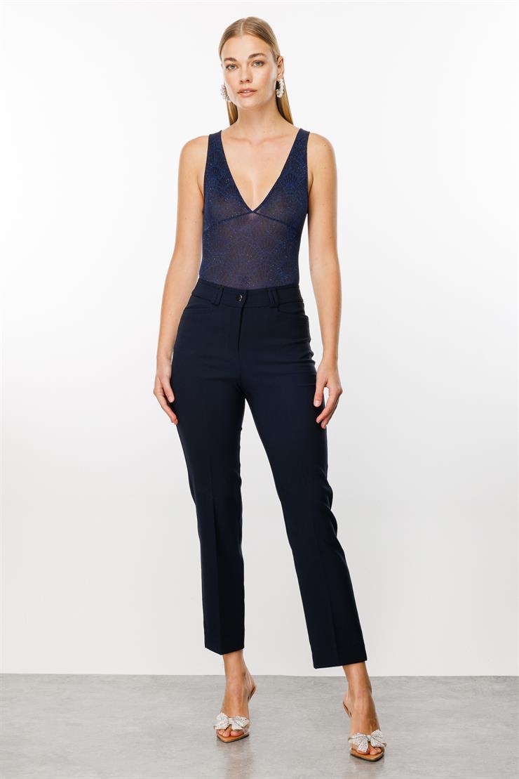 Modailgi  Köşe Cep Dar Paça Pantolon Lacivert