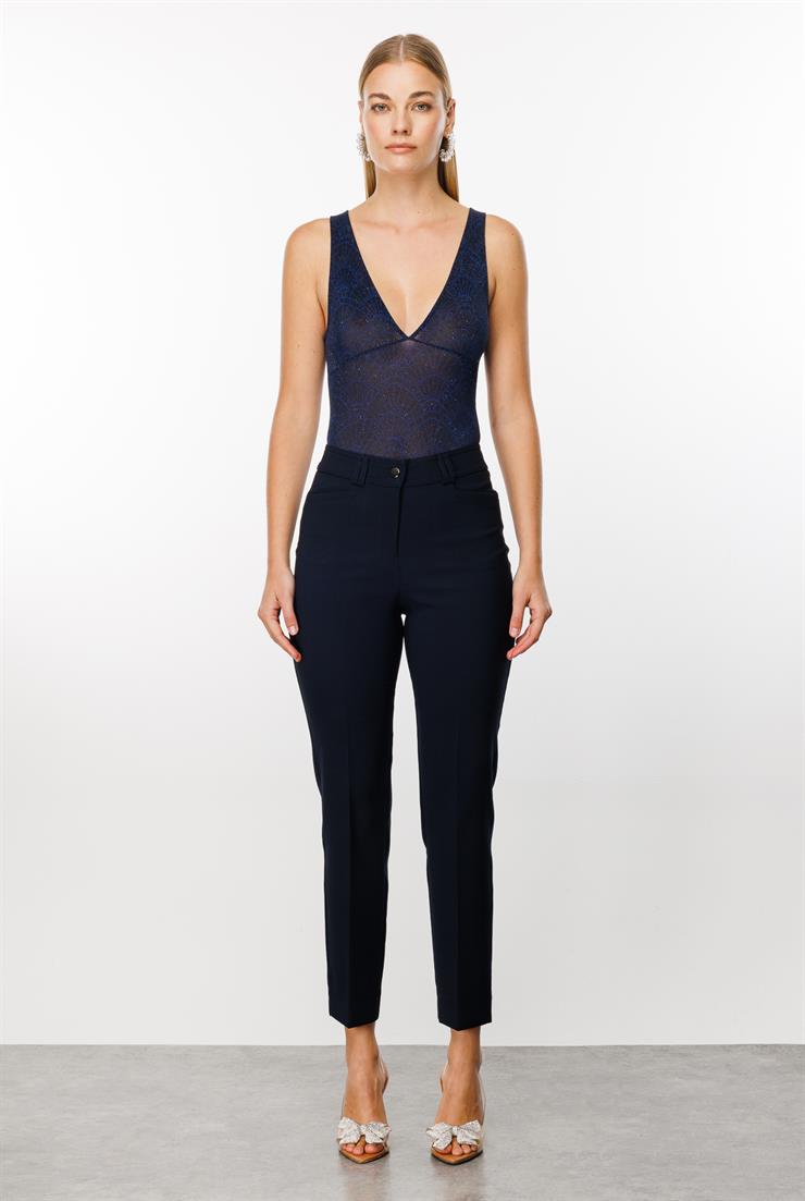 Modailgi  Köşe Cep Dar Paça Pantolon Lacivert