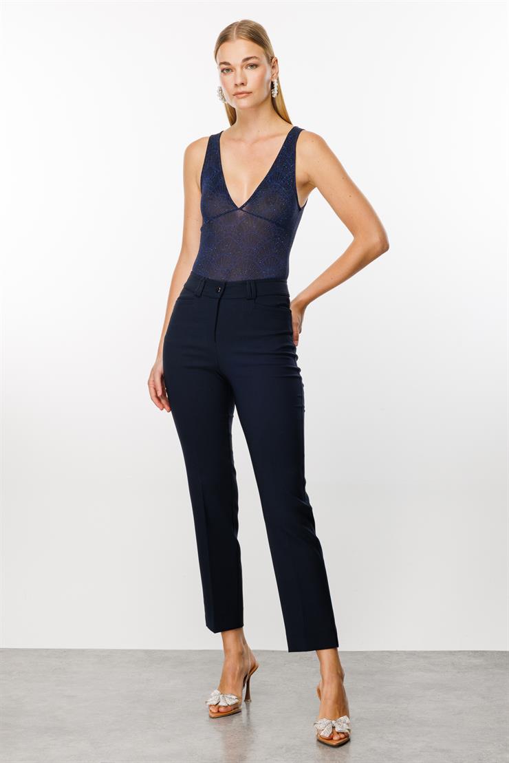 Modailgi  Köşe Cep Dar Paça Pantolon Lacivert