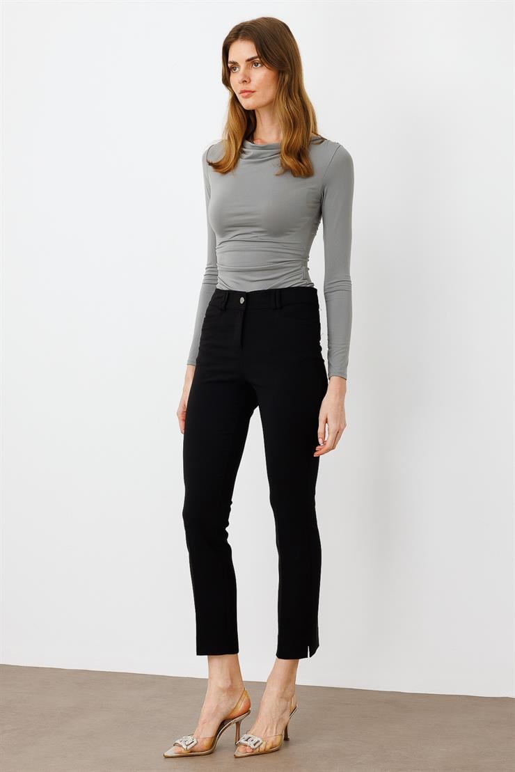 Modailgi  Köşe Cep Dar Paça Pantolon Siyah