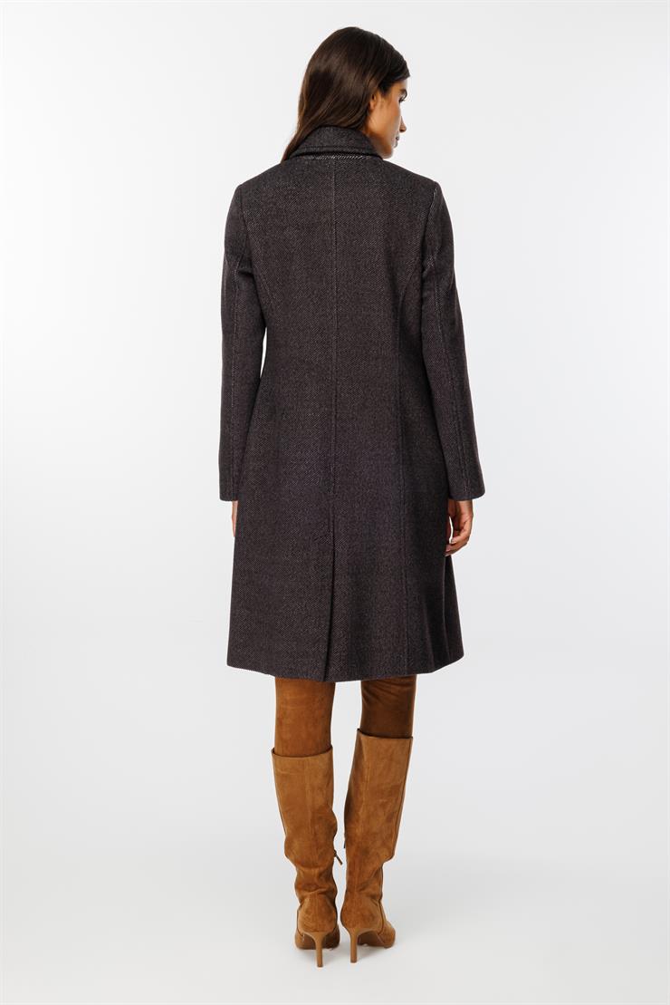 Modailgi  Kruvaze Diyagonal Çizgili Kaban Siyah