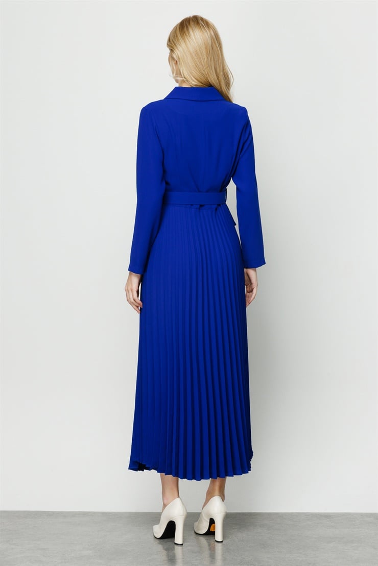 Modailgi  Kruvaze Kemerli Pilisoley Elbise Saks