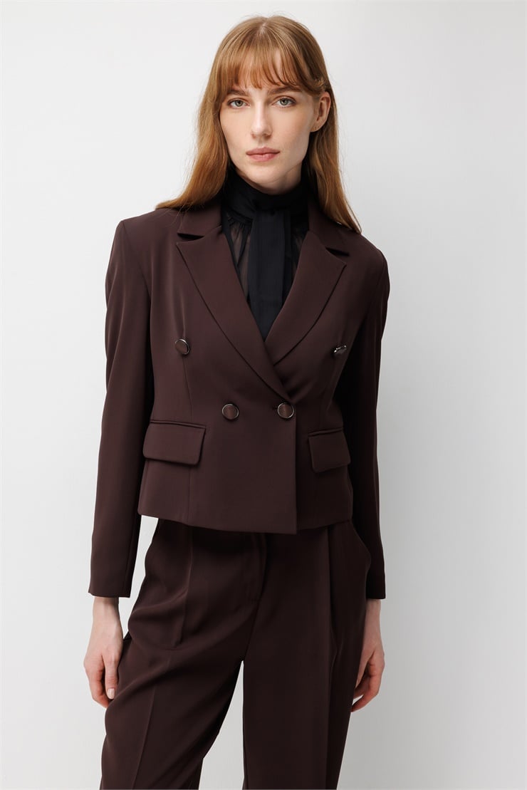 Modailgi  Kruvaze Kısa Ceket - 40169 Bordo