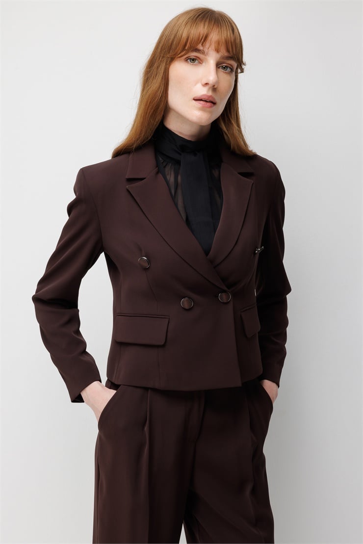 Modailgi  Kruvaze Kısa Ceket - 40169 Bordo