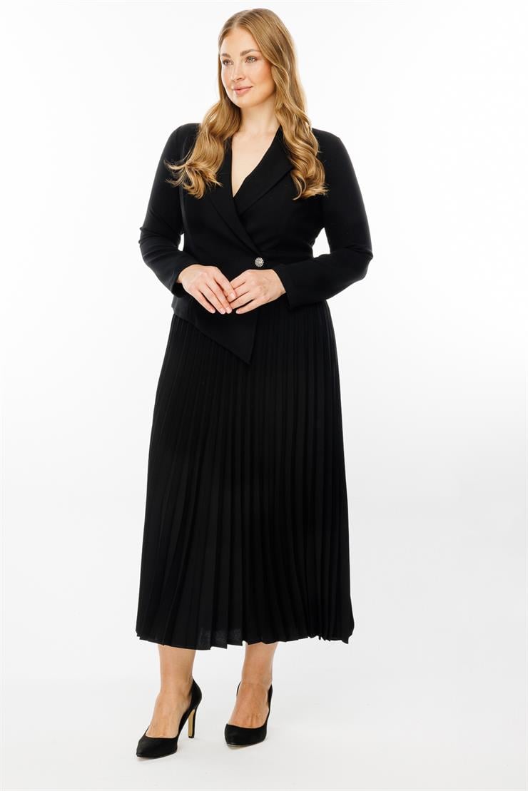 Modailgi  Kruvaze Pilisoley Elbise Siyah