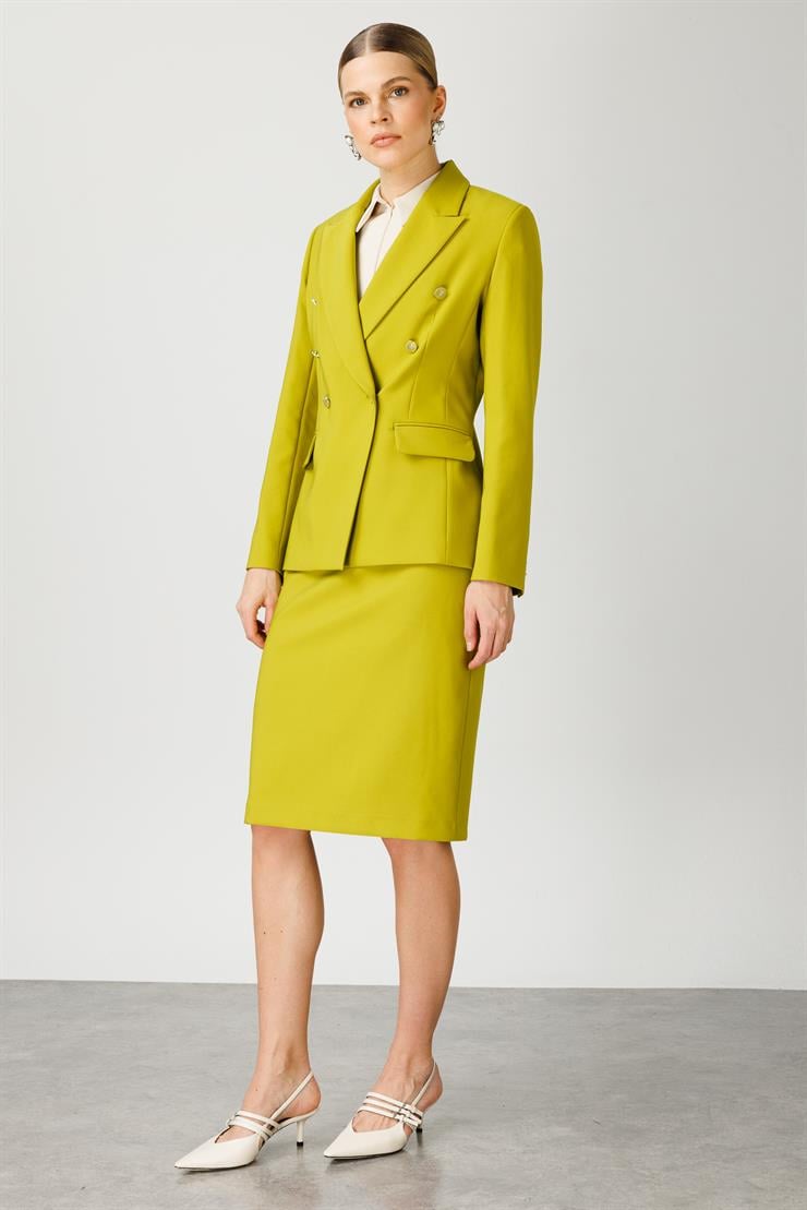 Modailgi  Kruvaze Yarım Astarlı Blazer Ceket Asit