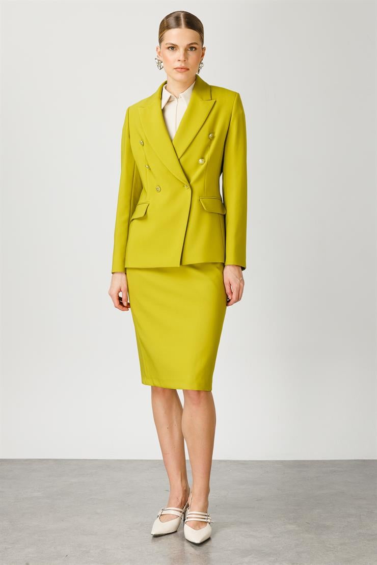 Modailgi  Kruvaze Yarım Astarlı Blazer Ceket Asit