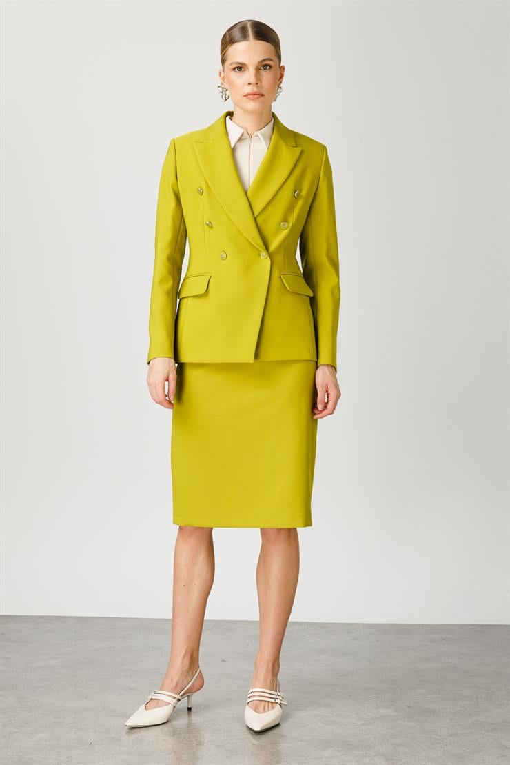 Modailgi  Kruvaze Yarım Astarlı Blazer Ceket Asit