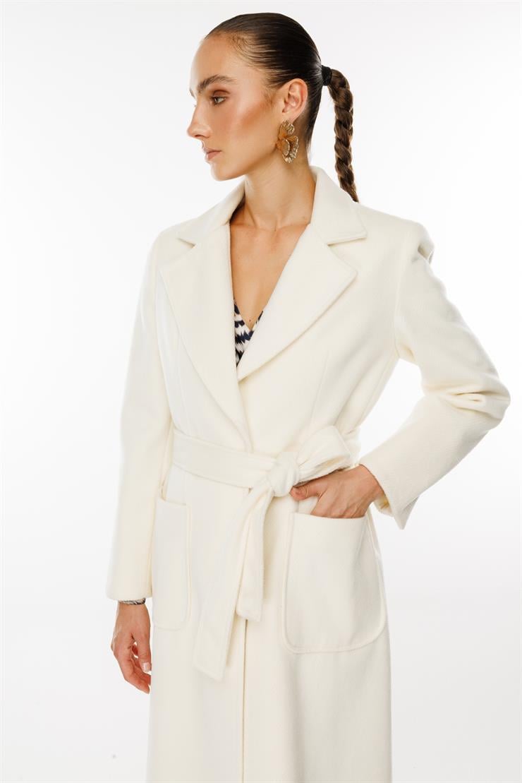 Modailgi  Kuptan Yırtmaçlı Diyagonal Çizgili Kaban Kemik