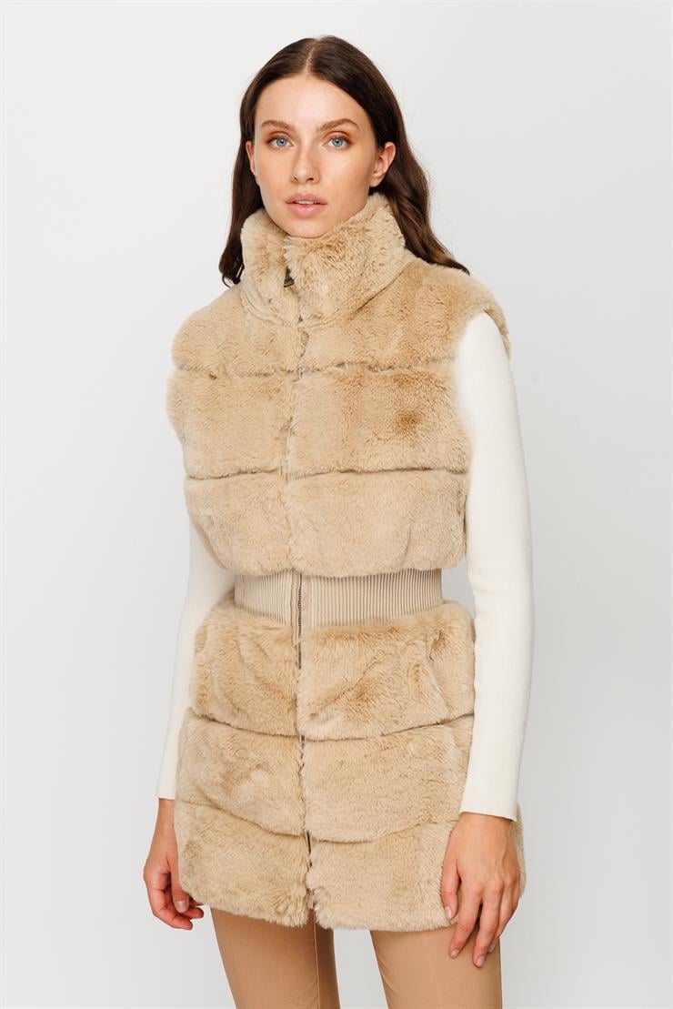 Modailgi  Kürk Yelek Camel