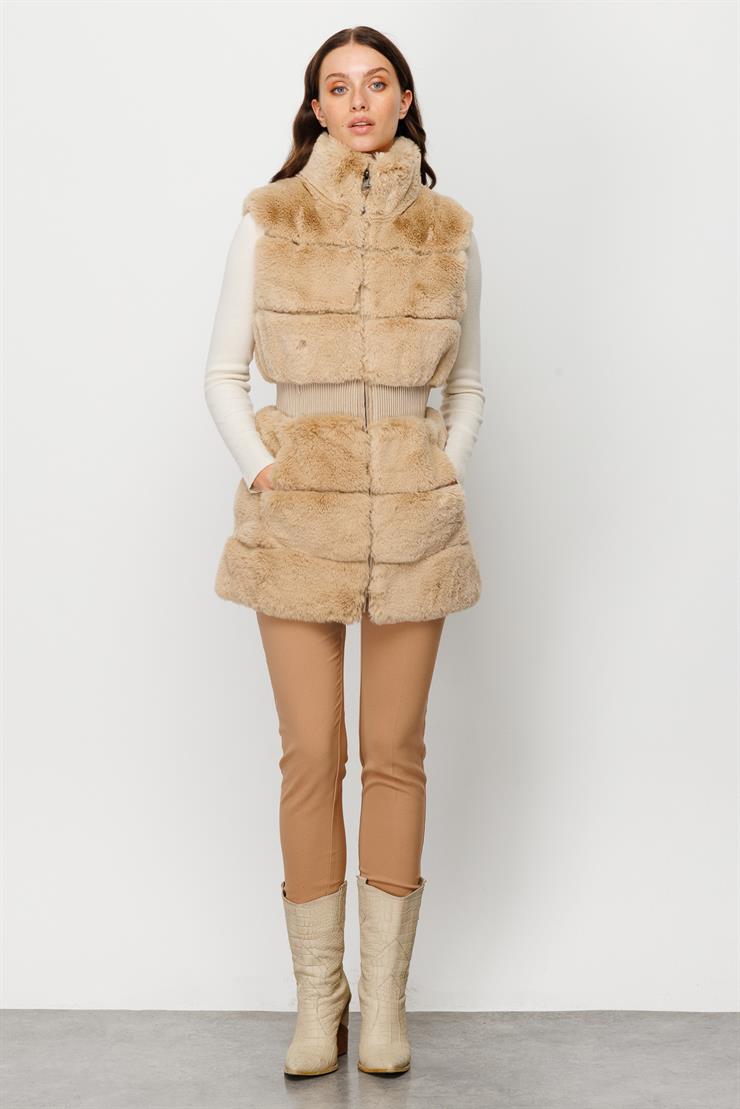 Modailgi  Kürk Yelek Camel