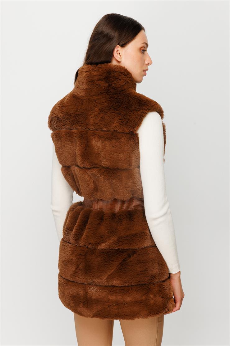 Modailgi  Kürk Yelek Kahve