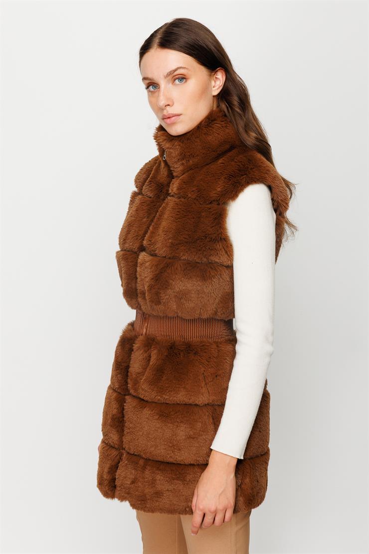 Modailgi  Kürk Yelek Kahve