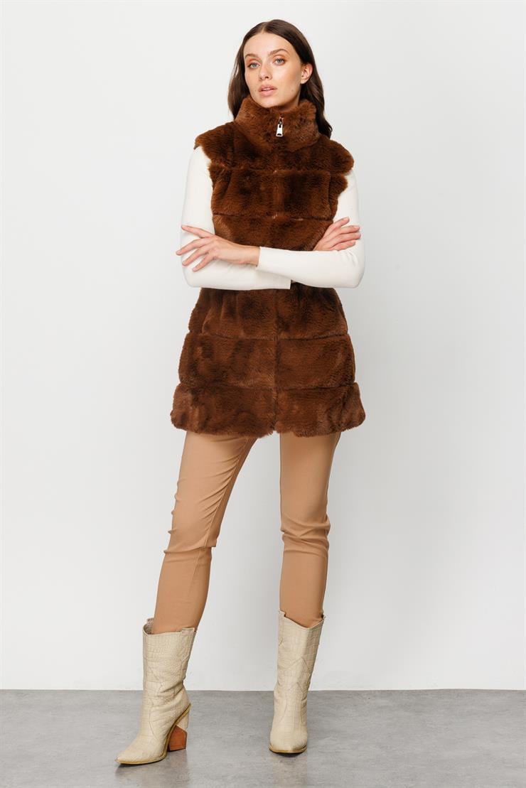 Modailgi  Kürk Yelek Kahve