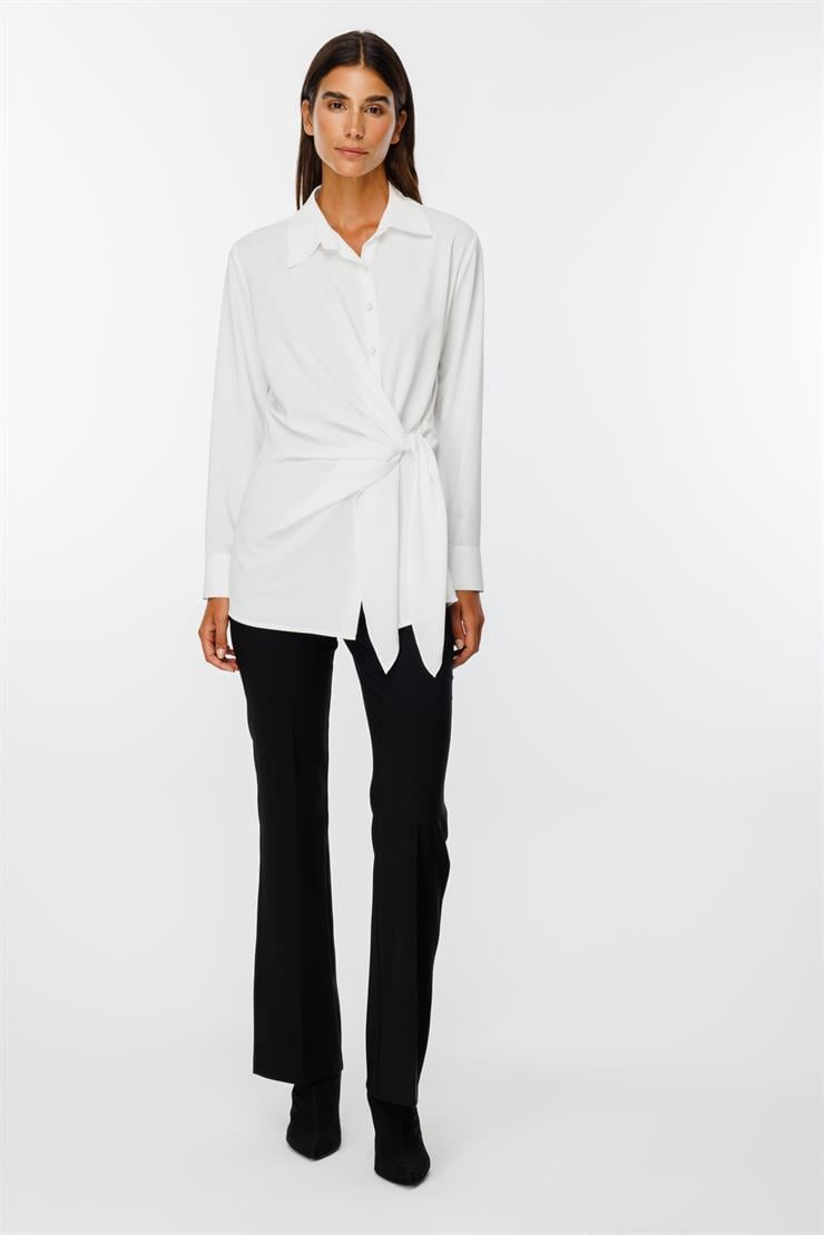 Modailgi  Kuşak Bağlamalı Gömlek Ekru