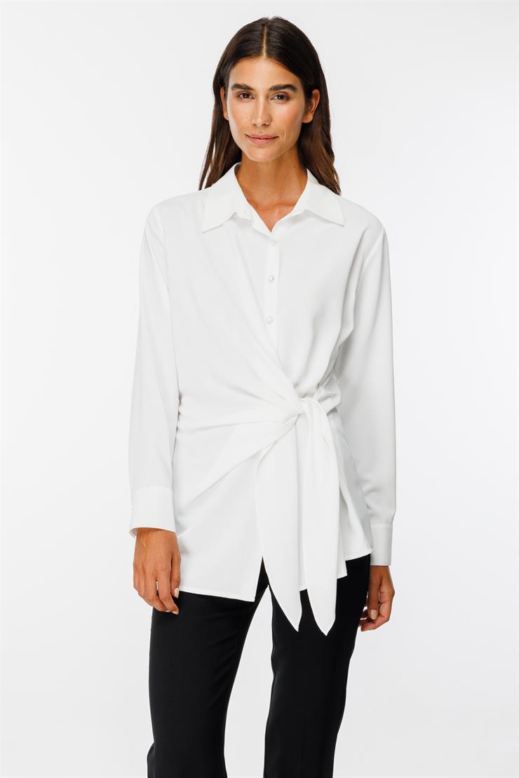 Modailgi  Kuşak Bağlamalı Gömlek Ekru