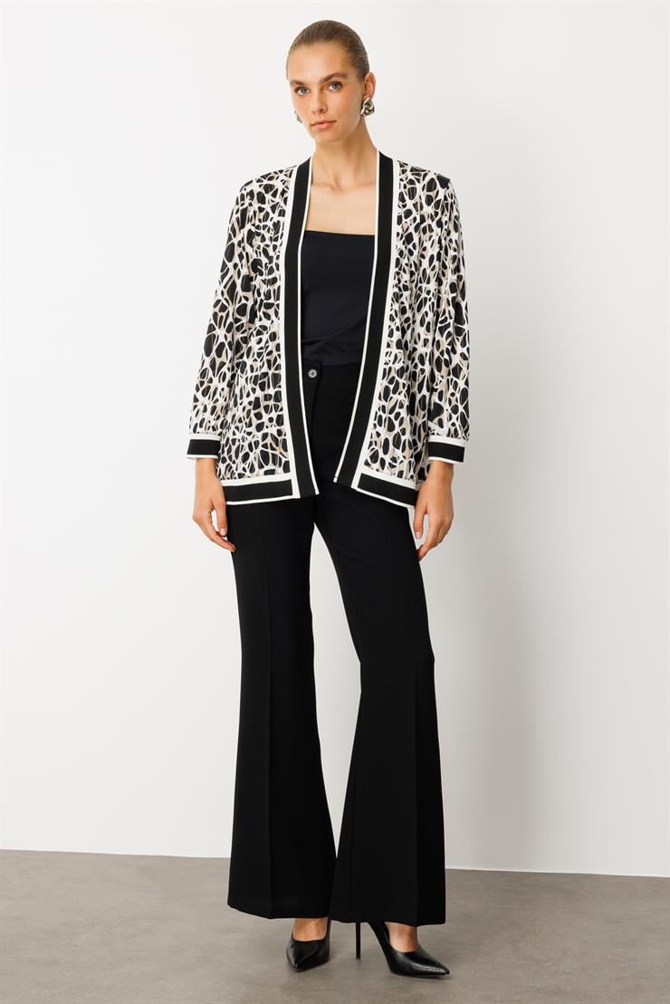 Modailgi  Leopar Desen Ribanalı Ceket Leopar