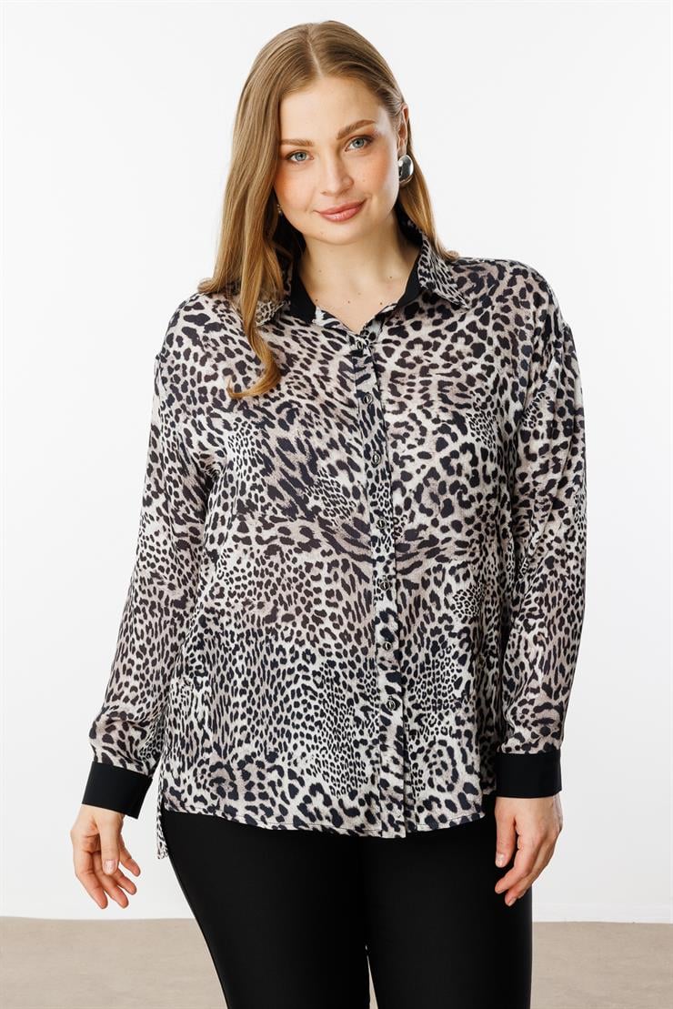 Modailgi  Leopar Desen Salaş Gömlek Orijinal