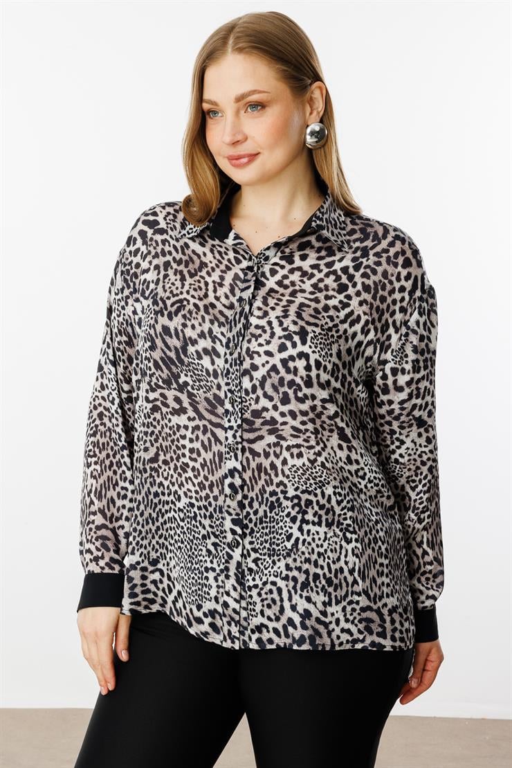 Modailgi  Leopar Desen Salaş Gömlek Orijinal