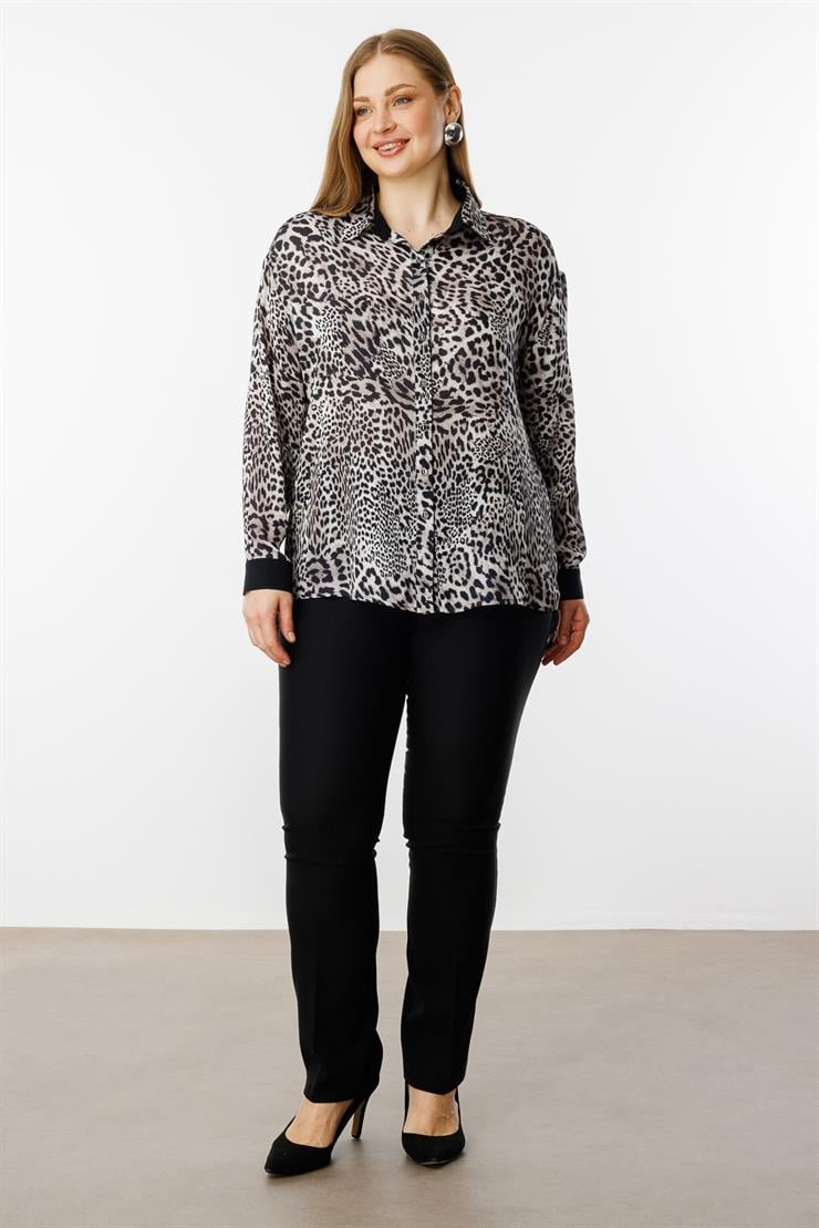 Modailgi  Leopar Desen Salaş Gömlek Orijinal