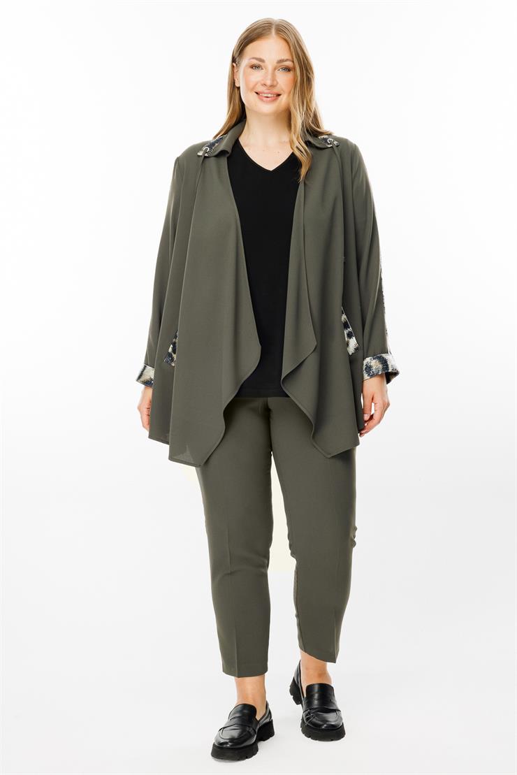 Modailgi  Leopar Detaylı İkili Takım Haki