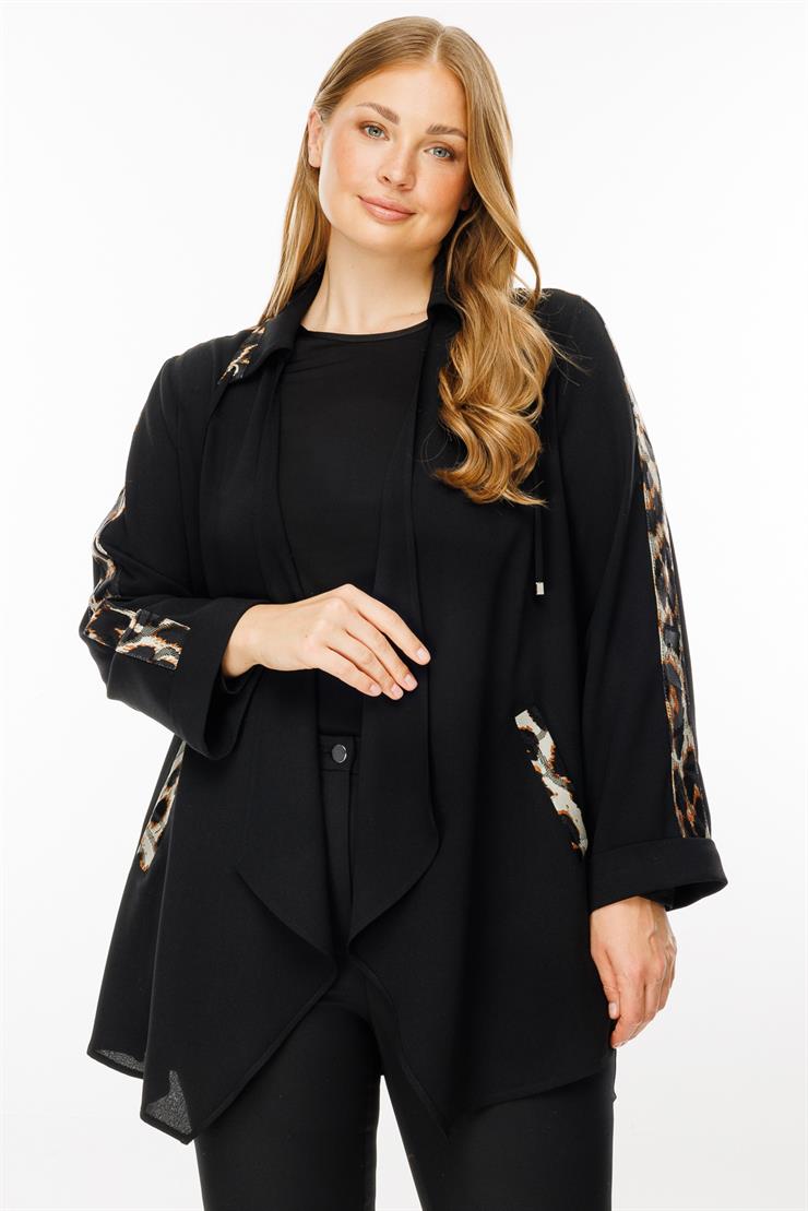 Modailgi  Leopar Detaylı İkili Takım Siyah