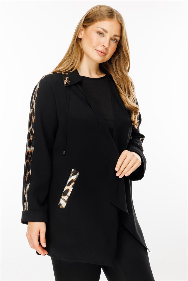 Modailgi  Leopar Detaylı İkili Takım Siyah