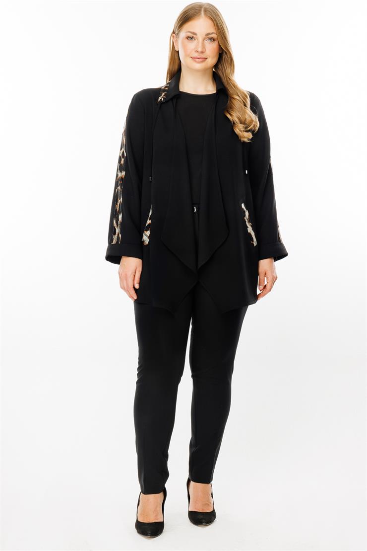 Modailgi  Leopar Detaylı İkili Takım Siyah
