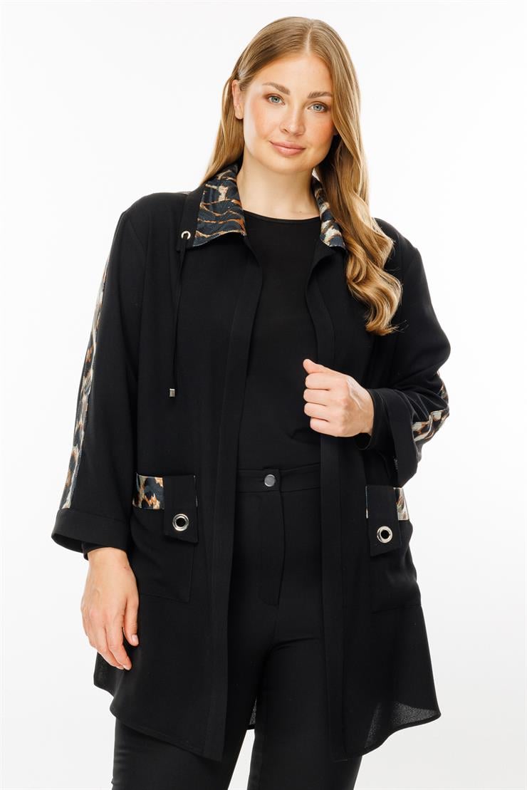 Modailgi  Leopar Detaylı Torba Cepli İkili Takım Siyah