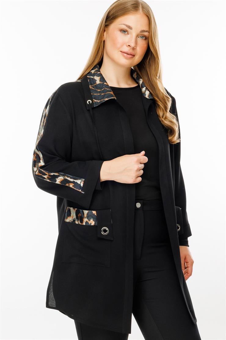 Modailgi  Leopar Detaylı Torba Cepli İkili Takım Siyah