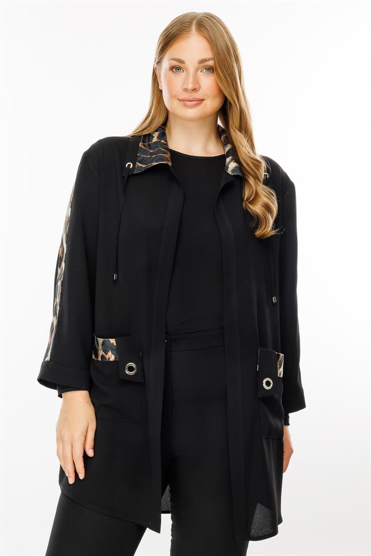 Modailgi  Leopar Detaylı Torba Cepli İkili Takım Siyah