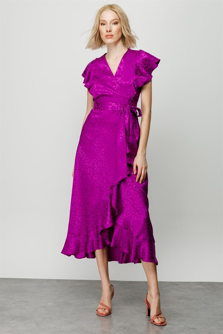 Modailgi  Leopar Jakar Desenli Elbise Mor