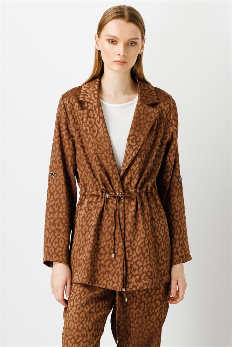 Modailgi  Mono Yaka Beli Büzgülü Tunik Kahve