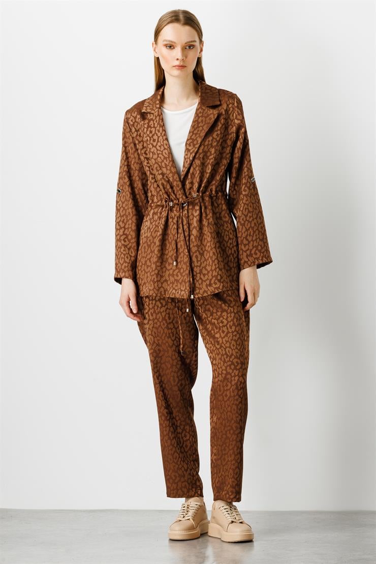 Modailgi  Mono Yaka Beli Büzgülü Tunik Kahve