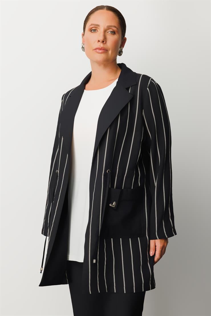 Modailgi  Mono Yaka Çizgili Tunik Siyah