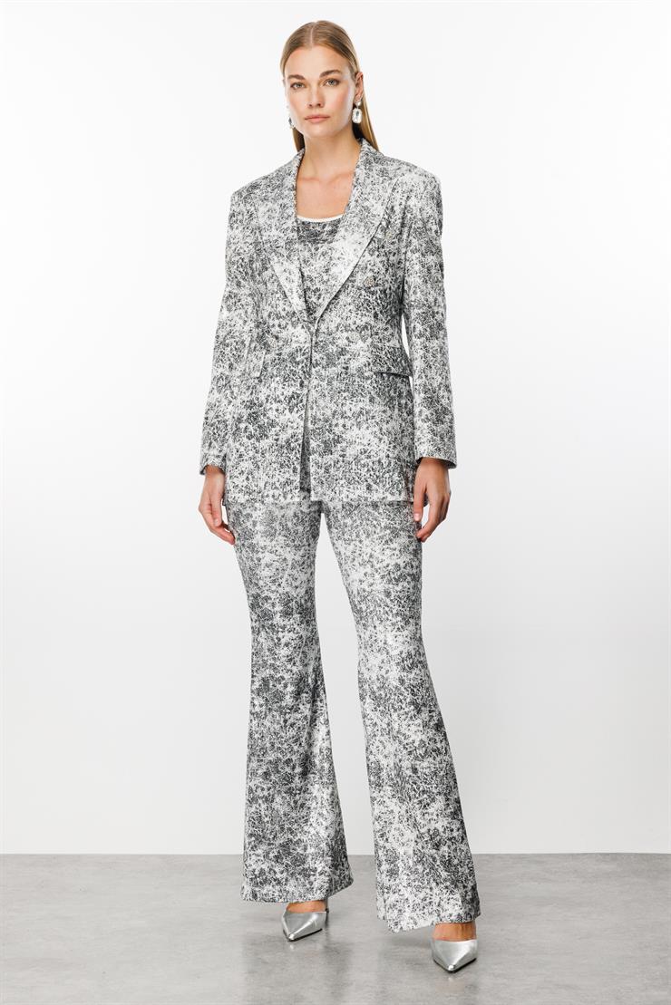 Modailgi  Mono Yaka Düğme Detaylı Payet Ceket Siyah