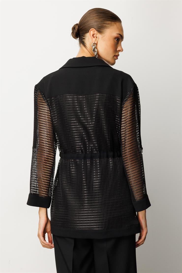 Modailgi  Mono Yaka File Detaylı İkili Takım Siyah