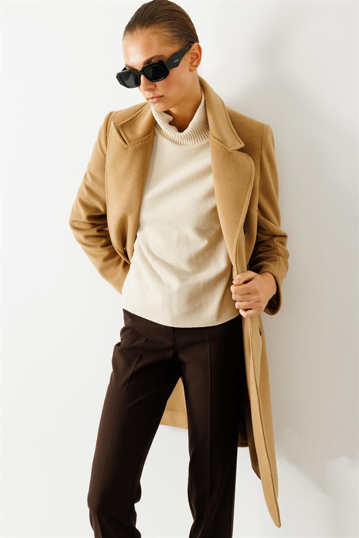 Modailgi  Mono Yaka Klasik Kaban Camel