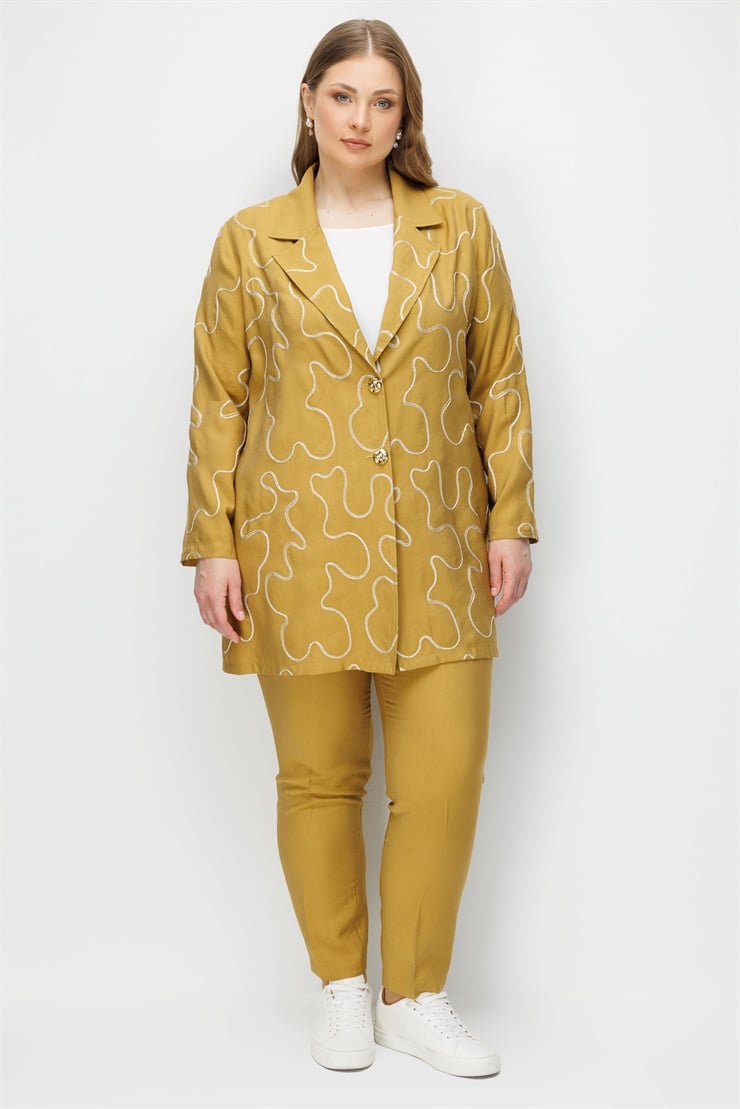 Modailgi  Mono Yaka İki Düğmeli Nakışlı Tunik Asit