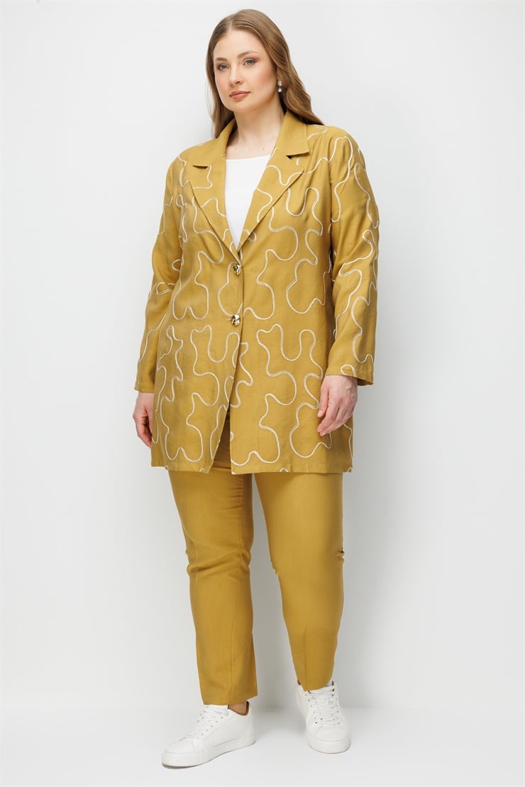 Modailgi  Mono Yaka İki Düğmeli Nakışlı Tunik Asit