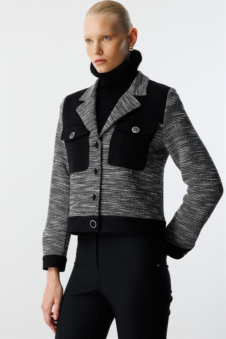 Modailgi  Mono Yaka Kısa Astarsız Örme Ceket Gri