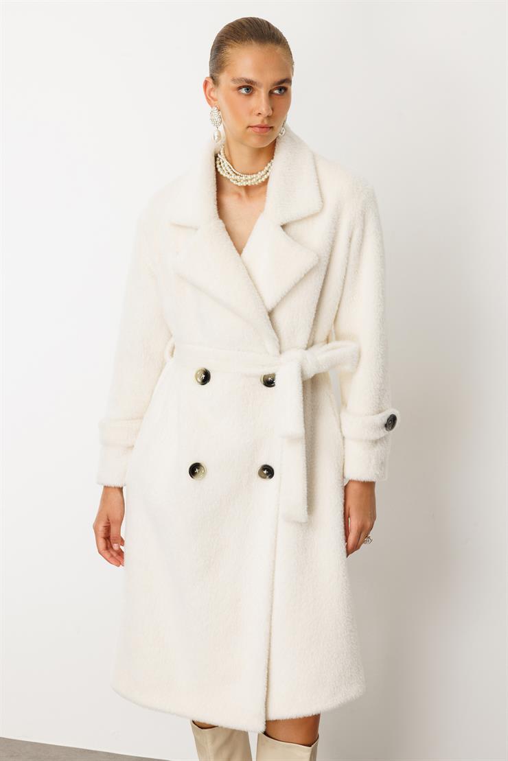 Modailgi  Mono Yaka Kruvaze Alcantara Kaban Ekru