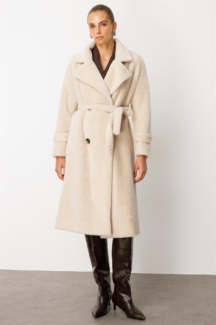 Modailgi  Mono Yaka Kruvaze Alcantara Kaban Camel