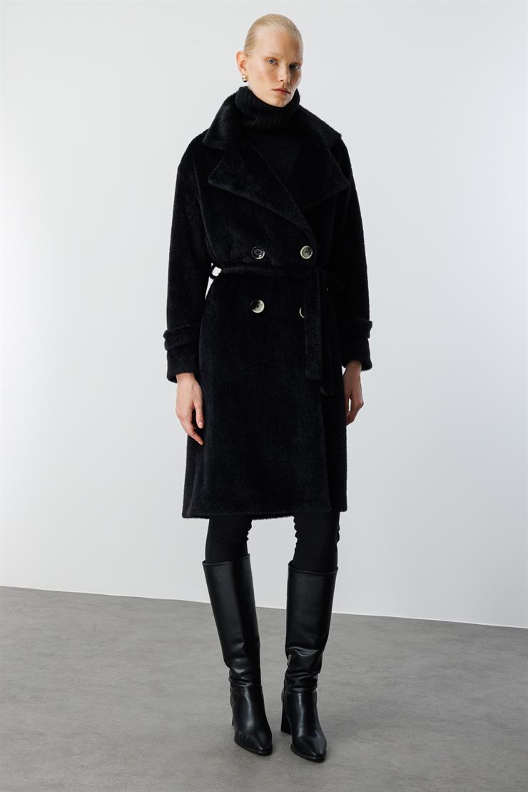 Modailgi  Mono Yaka Kruvaze Alcantara Kaban Siyah