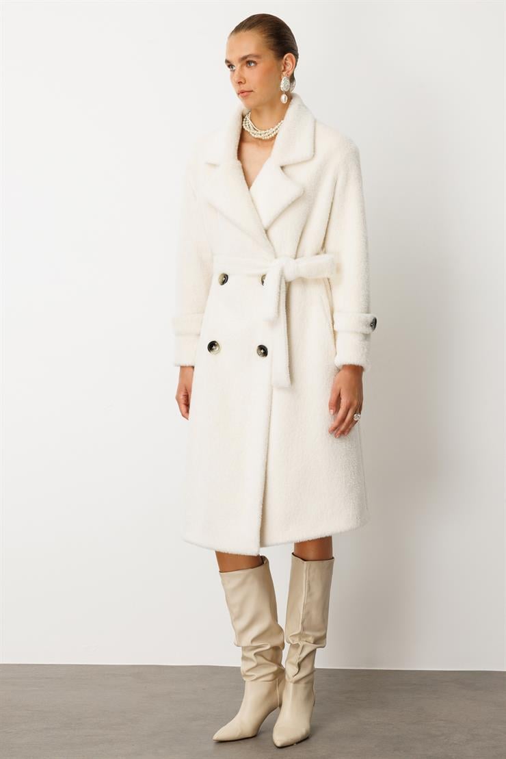 Modailgi  Mono Yaka Kruvaze Alcantara Kaban Ekru