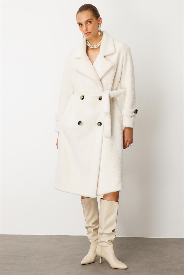 Modailgi  Mono Yaka Kruvaze Alcantara Kaban Ekru