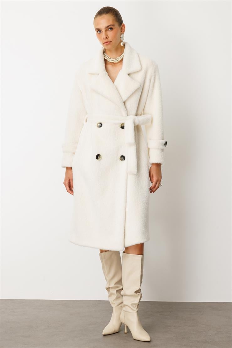 Modailgi  Mono Yaka Kruvaze Alcantara Kaban Ekru